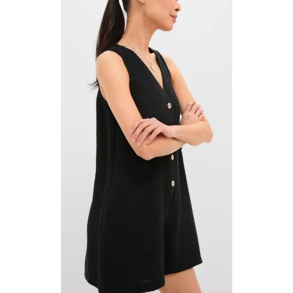 NWT TUCKERNUCK Black Textured Myla Effortless Chic Romper Women's Medium - Picture 2 of 14